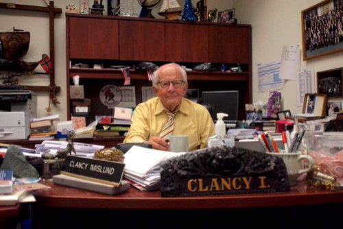 Clancy I at desk on sponsor check in call